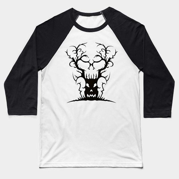 Scary Spooky Tree Baseball T-Shirt by Fahrenheit123